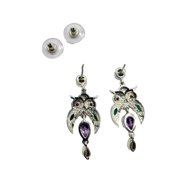Nicky Butler Owl Earrings Amethyst & Gemstone .925 Sterling Silver New - Picture 5 of 7